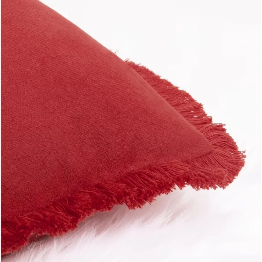 Festive Red Holiday Cotton Pillow Covers Size 20 X 20